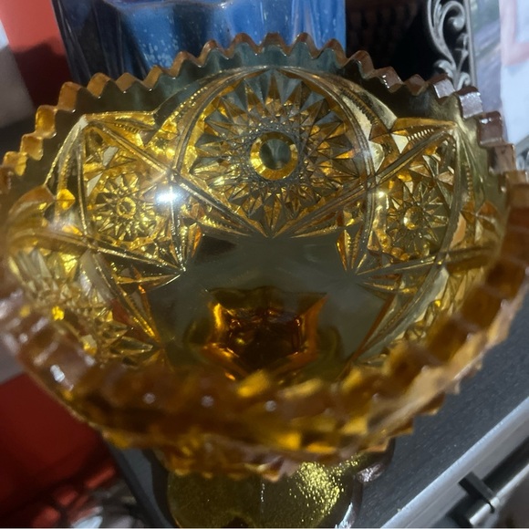 Vintage Kemple Martec Footed Pedestal Amber Dish - Picture 6 of 7